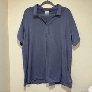 Men’s Columbia Light Purple + Grey Striped Lightweight Short Sleeve Polo Size 2X